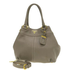 Prada Vitello Daino convertible shopping tote bag Gray